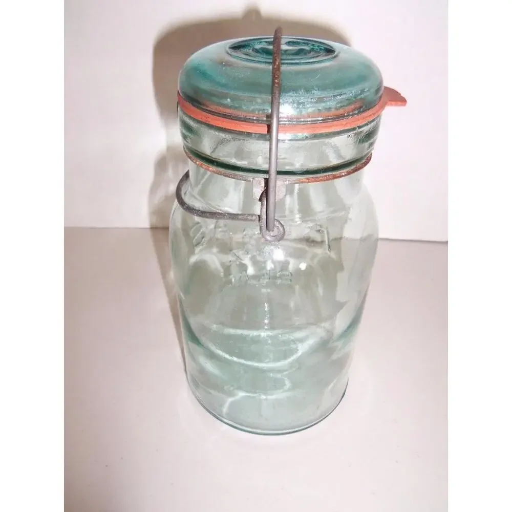 2 Atlas E-Z Seal Canning Mason Jars Blue Quart -061734
